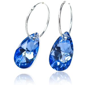 Piękne Kolczyki Kryształy Crystal Light Sapphire Comet Srebro Certyfikat