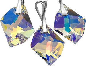 Kryształy piękny komplet SREBRO COSMIC AURORA