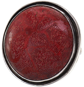 BEAUTIFUL RING NATURAL RED CORAL R10-20 STERLING SILVER (1)