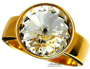 Kryształy Piękny Pierścionek Crystal Paris Gold Złote Srebro