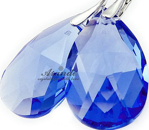 Kryształy Duże Kolczyki Medium Sapphire Srebro