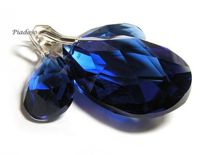 CRYSTALS EARRINGS PENDANT SAPPHIRE 28/50 STERLING SILVER