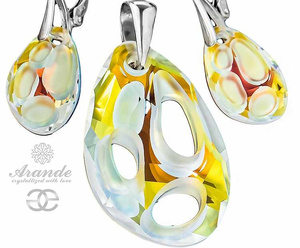 NEW CRYSTALS EARRINGS PENDANT AURORA RADIOLARIAN STERLING SILVER 925