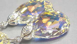 Kryształy Piękny Długi Komplet Srebro 28Mm Ab