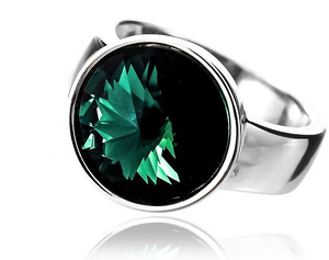 Kryształy Piękny Pierścionek Zielony Paris Emerald Srebro