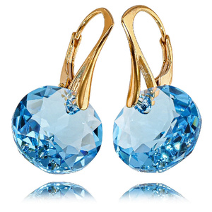 Piękne Kolczyki Kryształy Crystal Classic Aqua Złote Srebro Certyfikat
