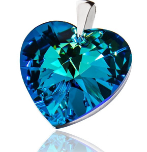CRYSTALS LARGE PENDANT BLUE HEART STERLING SILVER