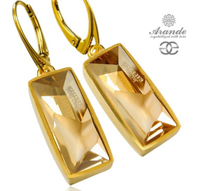 NEW CRYSTALS UNIQUE EARRINGS GOLDEN SHADOW JEAN PAUL GAULTIER GOLD PLATED STERLING SILVER