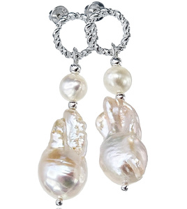 NATURAL BEAUTIFUL PEACOCK PEARL EARRINGS STERLING SILVER (1)