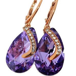 CRYSTALS BEAUTIFUL EARRINGS VIOLET SENTI ROSE GOLD SILVER 925