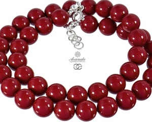 CRYSTALS BEAUTIFUL NECKLACE RED CORAL PEARL STERLING SILVER 925