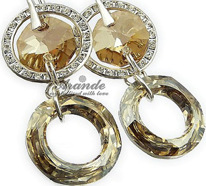 EARRINGS CRYSTALS CRYSTALS *GOLD RING POMME* STERLING SILVER CERTIFICATE