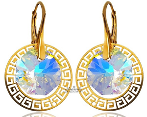 CRYSTALS CRYSTALS DECORATIVE EARRINGS GREEK AURORA GOLD PLATED SILVER CERTIFICATE