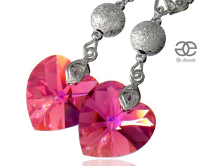 Kryształy piękne długie kolczyki ROSE DIAMOND SREBRO