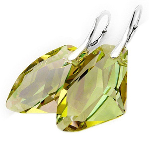 CRYSTALS UNIQUE EARRINGS LUMINOUS GREEN STERLING SILVER 925