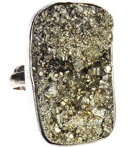 PYRITE BEAUTIFUL RING STERLING SILVER SIZE 10-20 (1) (1) (1)