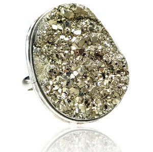 PYRITE BEAUTIFUL RING STERLING SILVER SIZE 10-20 (1) (1) (1)