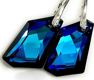 Kryształy UNIKAT kolczyki BLUE ART 24MM