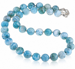 Naturalny Larimar Przepiękny Naszyjnik Srebro