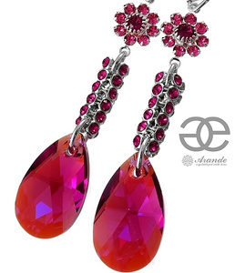 NEW CRYSTALS CRYSTALS *FUCHSIA CRYSTALLIZED* EARRINGS STERLING SILVER 925