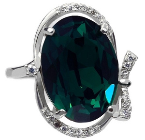Kryształy Zielony Pierścionek Emerald Srebro