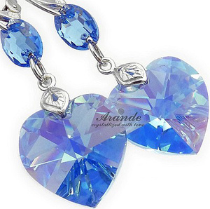 Kryształy Piękne Kolczyki Sapphire Heart Gloss