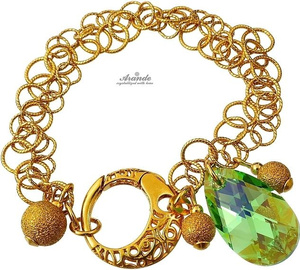 CRYSTALS BEAUTIFUL BRACELET PERIDOT GOLD PLATED STERLING SILVER