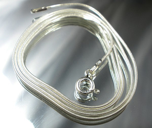 STERLING SILVER CHAIN 60 CM SILVER SNAKE MADE IN ITALY