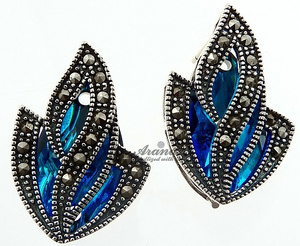 BEAUTIFUL EARRINGS CRYSTALS CRYSTALS *BLUE ADMIRE* STERLING SILVER 925