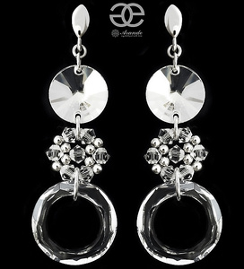 BEAUTIFUL CRYSTALS CRYSTALS WEDDING EARRINGS *CRYSTAL RING* STERLING SILVER 925