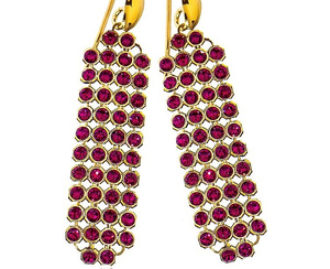 CRYSTALS GENUINE EARRINGS *RUBY CRYSTALLIZED* GOLD PLATED STERLING SILVER
