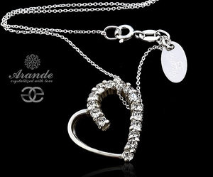 CRYSTALS BEAUTIFUL NECKLACE CRYSTAL HEART STERLING SILVER