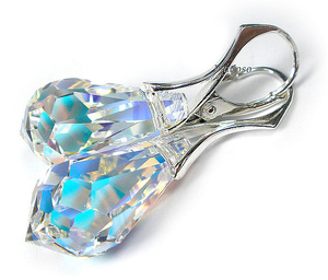 Kryształy Aurora Duże Piękne Kolczyki Srebro 22