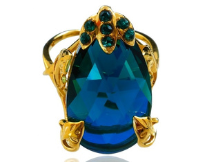 CRYSTALS RING *EMERALD SPECIAL* EVERY SIZE ADJUSTABLE GOLD PLATED SILVER