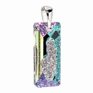 Kryształy Wisiorek Growing Crystal Rectangle Vitrail Light Srebro