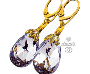 CRYSTALS UNIQUE EARRINGS COMET SPECIAL GOLD PLATED STERLING SILVER