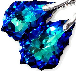 Kolczyki+Wisiorek Kryształy Blue Srebro Certyfikat