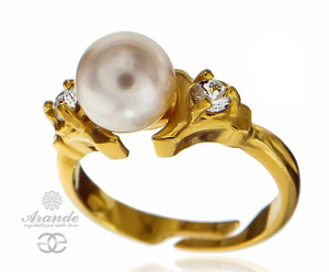 NEW CRYSTALS BEAUTIFUL PEARL RING GOLD PLATED STERLING SILVER MANY COLORS