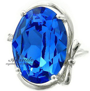 Kryształy Przepiękny Pierścionek Sapphire Srebro