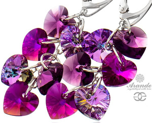 CRYSTALS BEAUTIFUL EARRINGS VIOLET FUCHSIA MIX STERLING SILVER