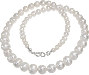 GENUINE WHITE PEARLS NATURAL BEAUTIFUL NECKLACE STERLING SILVER (1) (1)