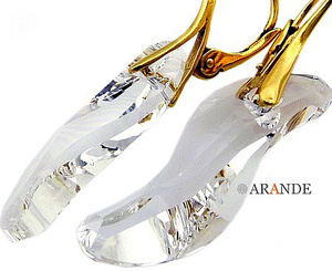 Nowe Kryształy Piękne Kolczyki Crystal Wave Gold