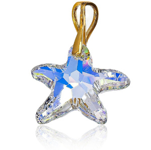Kryształy piękny WISIOREK Aurora Starfish złote SREBRO