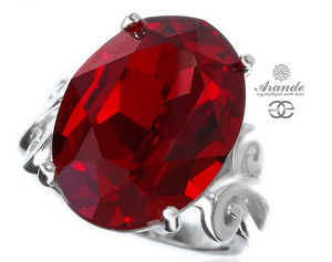CRYSTALS BEAUTIFUL RED RING STERLING SILVER