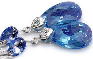 Kryształy Długie Kolczyki Wisior Certyfikat Aqua