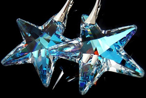 New Kryształy Kolczyki Blue Aurora Star