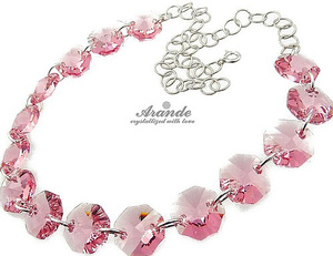 LIGHT ROSE NECKLACE CRYSTALS CRYSTALS SILVER