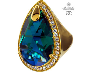 CRYSTALS SPECIAL RING EMERALD ENCANTE GOLD PLATED STERLING SILVER