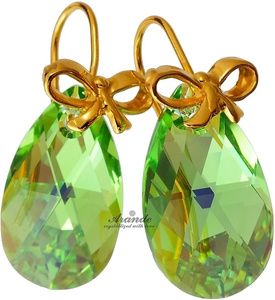 CRYSTALS BEAUTIFUL EARRINGS PERIDOT GOLD PLATED STERLING SILVER