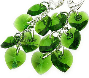 FERN GREEN LONG EARRINGS CRYSTALS CRYSTALS SILVER